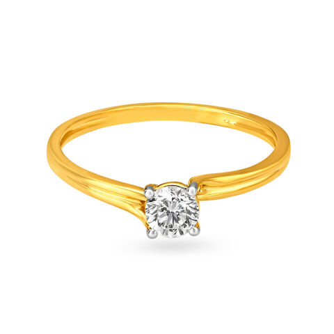 Classic 18 Karat Yellow Gold Solitaire Finger Ring