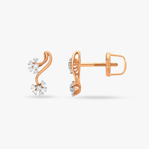 Graceful Flowers Diamond Stud Earrings
