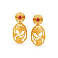 Floral Motif Gold Drop Earrings,,hi-res image number null