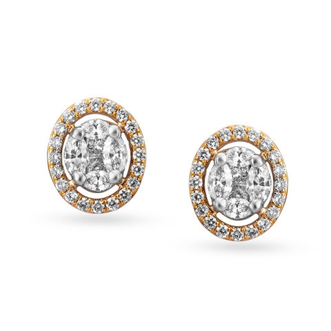 Lovely Solitaire Diamond Stud Earrings in Rose Gold