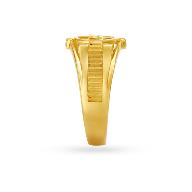 Circular Motif Gold Finger Ring For Men,,hi-res image number null
