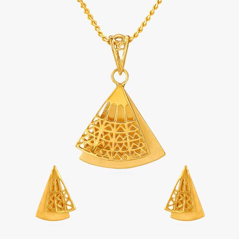 Prism Layer Gold Pendant and Earrings Set