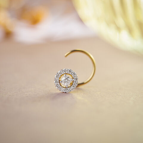 Blingy Round Gold and Diamond Nose Pin