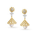 Lattice Diamond Studded Jhumkas with Pearls,,hi-res image number null