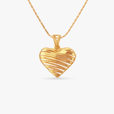 Subtle Heart Gold Pendant and Earrings Set