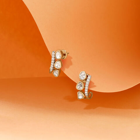 Lustrous Vine Polki Diamond Hoop Earrings