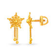 Floral Chain Embellished Modern Gold Drop Earrings,,hi-res image number null