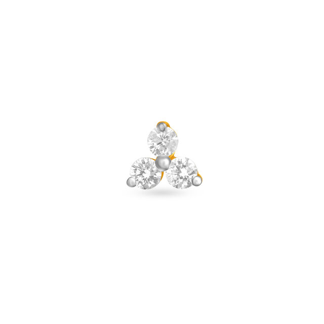 Unique Flowerbud Gold and Diamond Nose Pin,,hi-res image number null