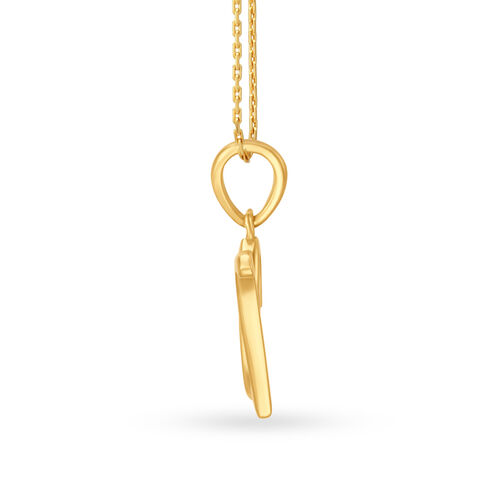 N Letter Grooved Gold Pendant