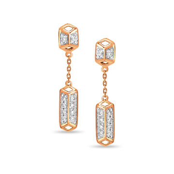 14 KT Rose Gold Cubic Diamond Earrings
