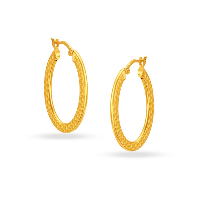 22 KT Yellow Gold Stylish Classy Hoop Earrings,,hi-res image number null