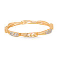 14 KT Yellow Gold Curved Lines Bangle,,hi-res image number null
