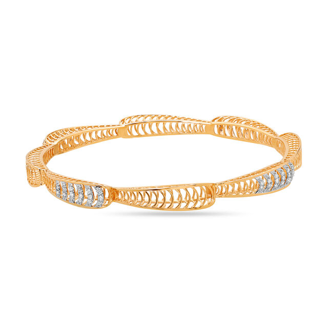 14 KT Yellow Gold Curved Lines Bangle,,hi-res image number null