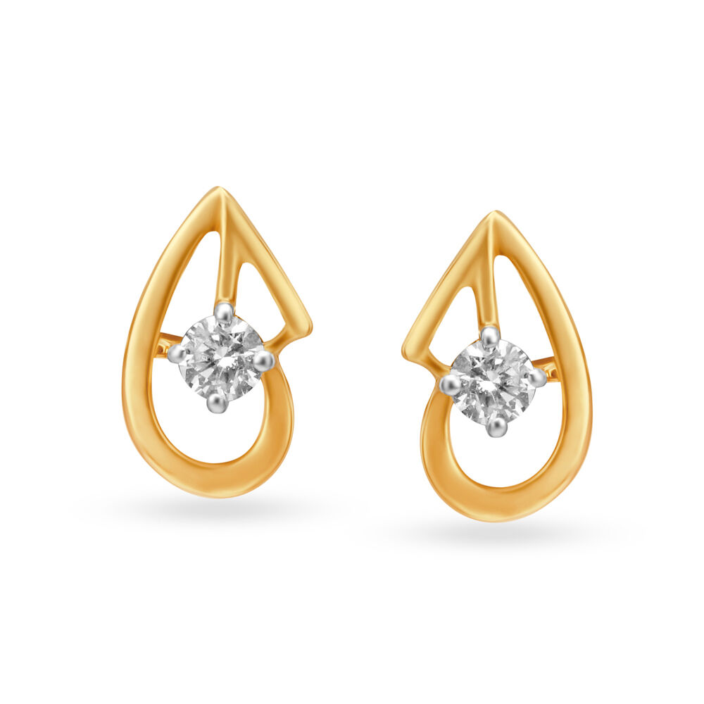 Spiral 18K Yellow Gold Pave Diamond Earrings Studs | Cadar – CADAR