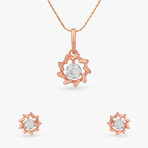 Solar Whirl Diamond Pendant and Earrings Set