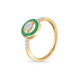 14 KT Yellow Gold Round Diamond Finger Ring,,hi-res image number null