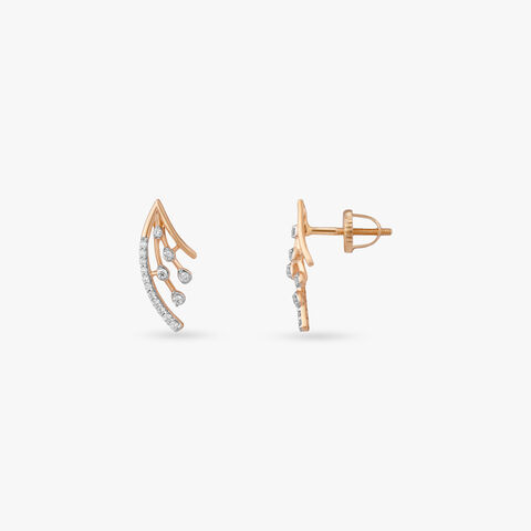 Droplet Stream Diamond Stud Earrings