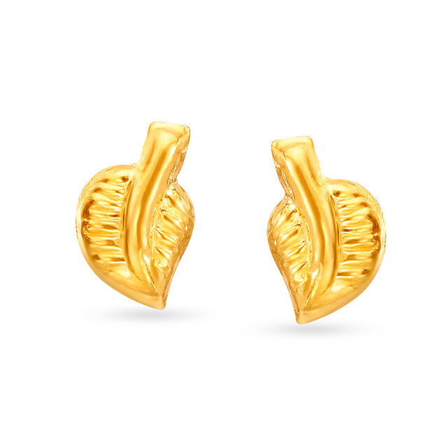 Dainty Leaf Gold Stud Earrings for Kids,,hi-res image number null