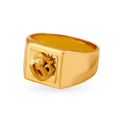 Religious Square Gold Ring For Men