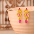 Intricate Gold Drop Earrings with Gemstones,,hi-res image number null