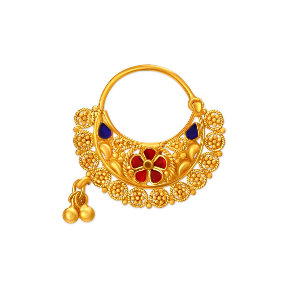 Buy AccessHer Women Gold-Plated & White Kundan-Studded Circular-Shaped Nose  pin online