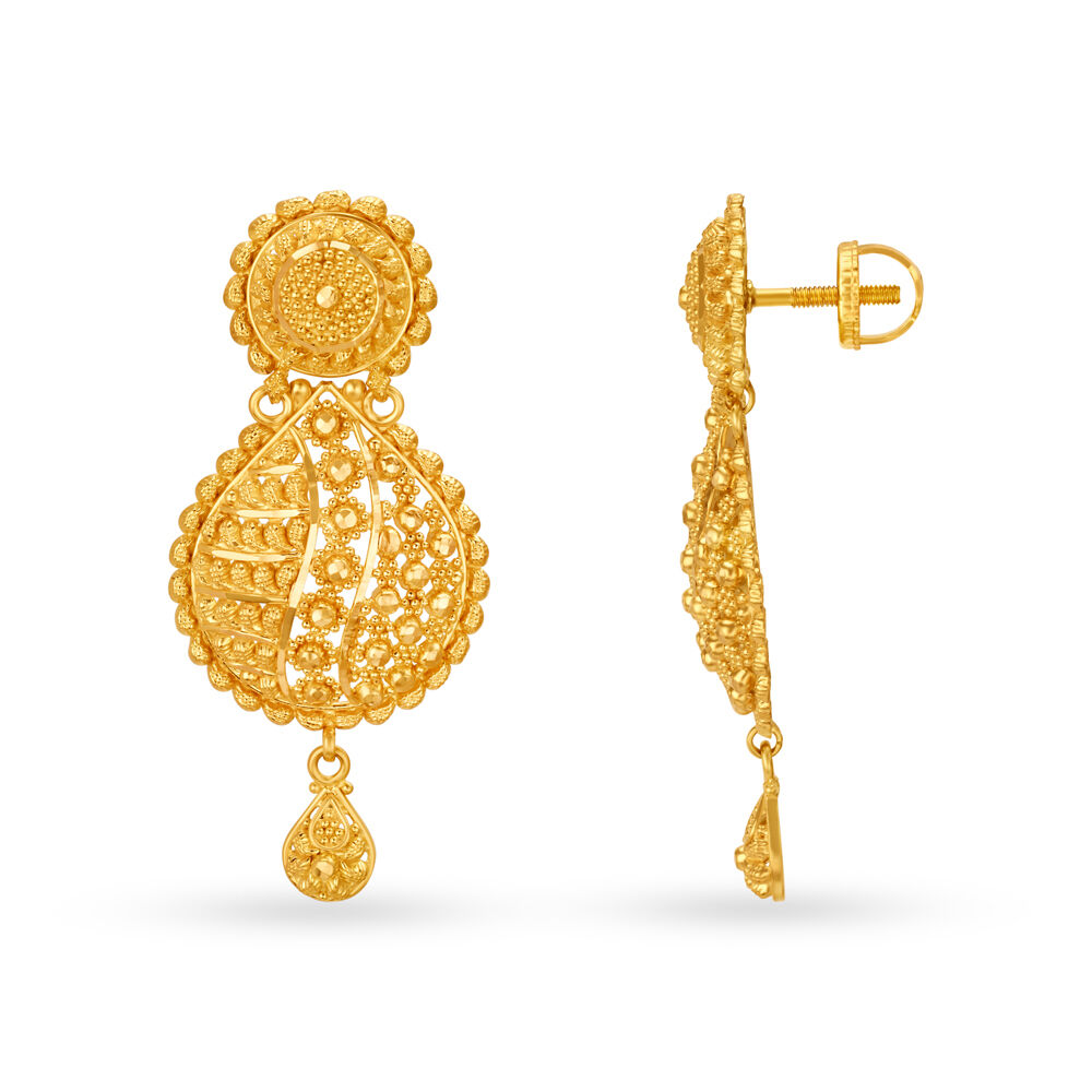 Indulgent 22 Karat Yellow Gold Glossy Danglers