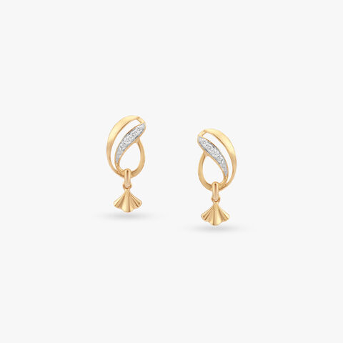 Flowing Leaf Diamond Drop Earrings