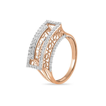 14 KT Stately Diamond Studded Rose Gold Ring