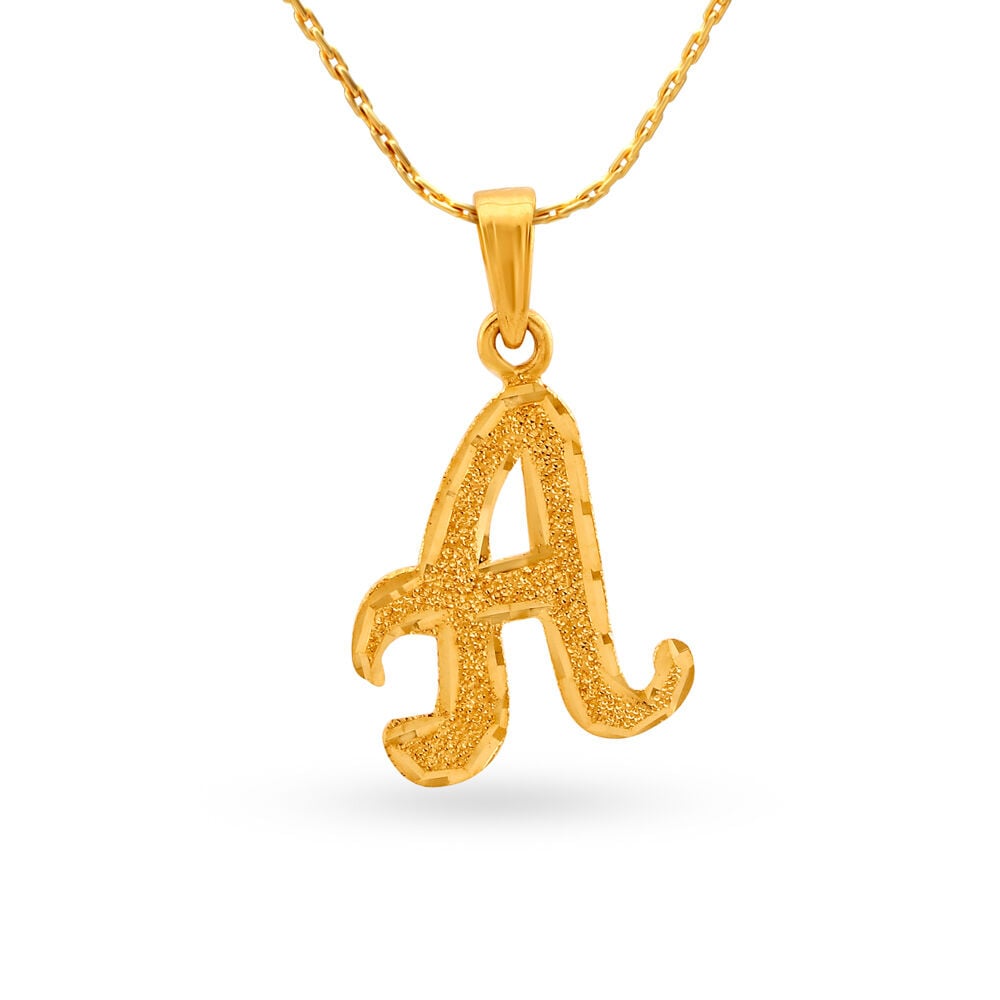 Letter A Calligraphic Gold Pendant