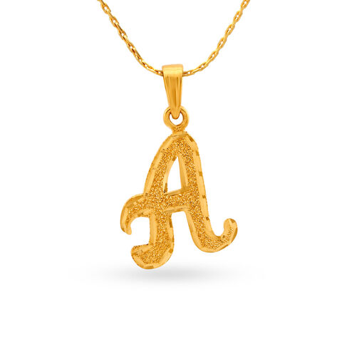 Letter A Calligraphic Gold Pendant