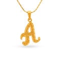 Letter A Calligraphic Gold Pendant,,hi-res image number null