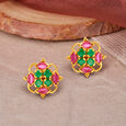 Modern 22 Karat Gold, Ruby And Emerald Studs,,hi-res image number null