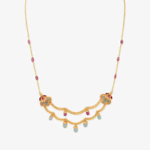 Floral Drape Gold Necklace Set