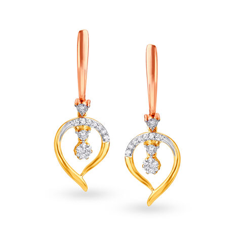 Dainty Leaf Diamond Hoop Earrings