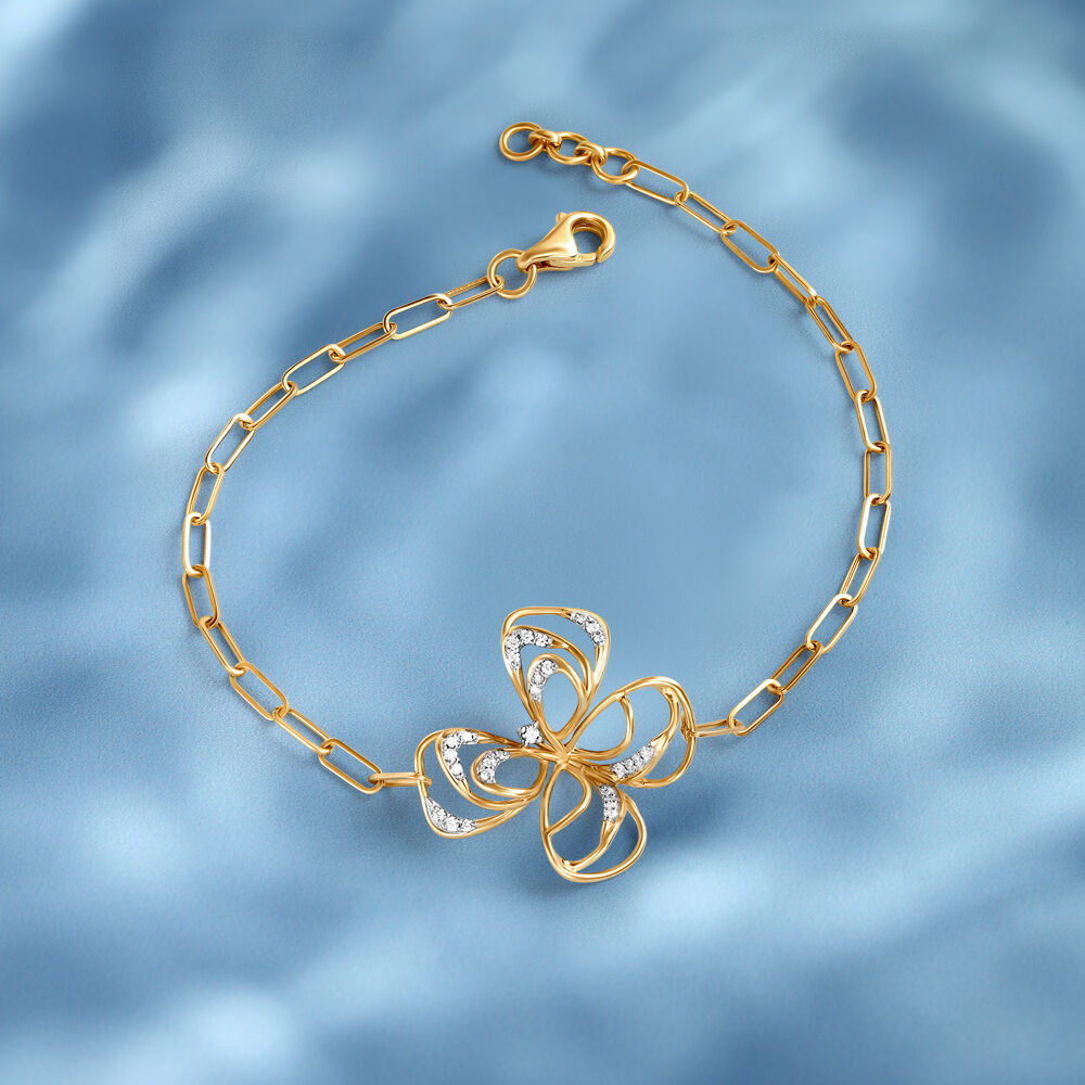 14KT Yellow Gold Sparkling Wheels Diamond Bracelet