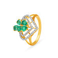 Heart Shape Emerald And Diamond Studded Ring,,hi-res image number null
