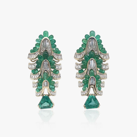 Verdant Rapture Diamond Drop Earrings