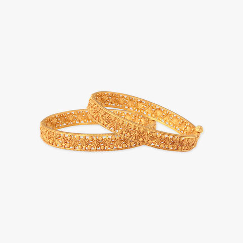 Midnight Bloom Gold Bangles