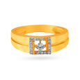 Glittering 18 Karat Yellow Gold And Diamond Square Ring,,hi-res image number null