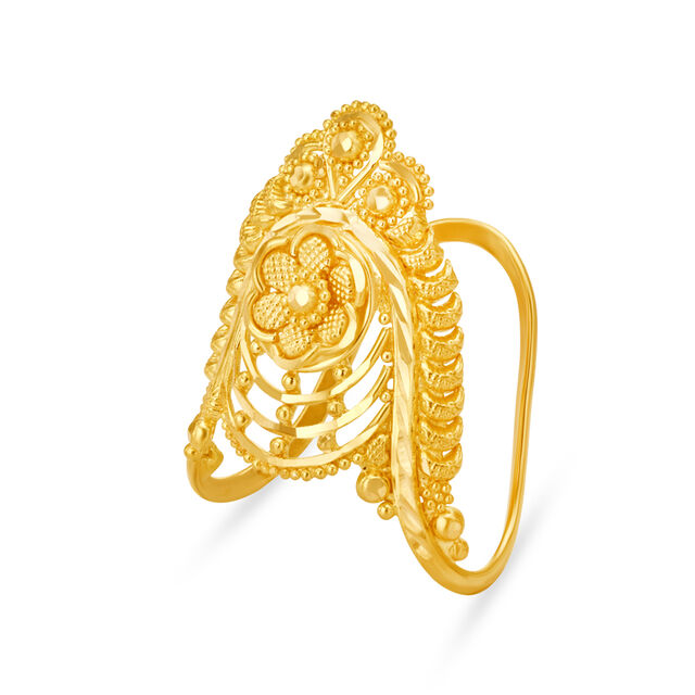 Opulent 22 Karat Yellow Gold Floral Finger Ring,,hi-res image number null