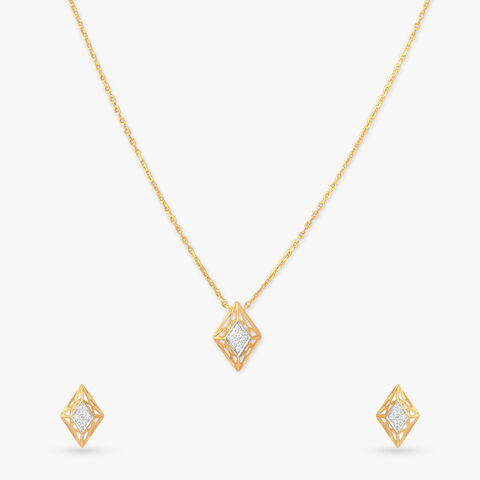 Prism Whisper Diamond Pendant with Chain and Earrings Set