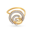 14KT Yellow White Gold Twirl Shaped Dazzling Finger-Ring,,hi-res image number null