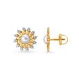 Magnificent Floral Diamond Stud Earrings in Yellow and White Gold,,hi-res image number null