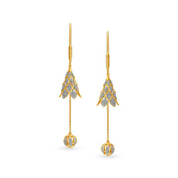 Enchanting 18 Karat Yellow Gold And Diamond Floral Drops