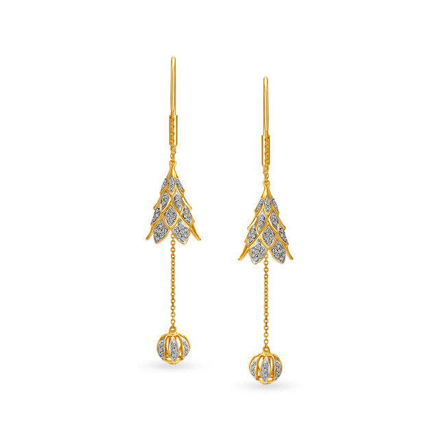 Enchanting 18 Karat Yellow Gold And Diamond Floral Drops,,hi-res image number null