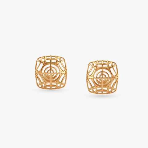 Enchanted Grid Gold Stud Earrings