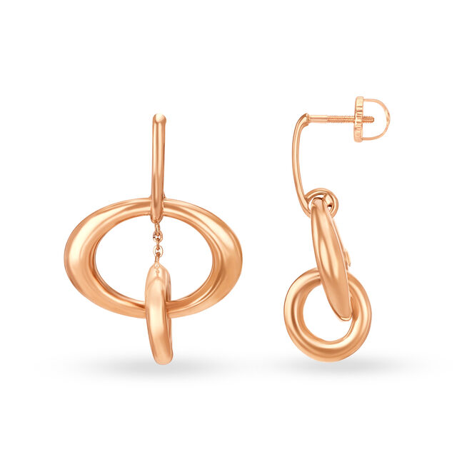 Shiny 18 Karat Rose Gold Round Drop Earrings,,hi-res image number null