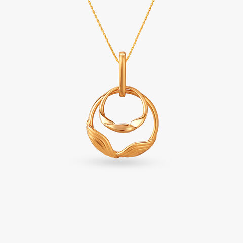 Circular Elegance Gold Pendant and Earrings Set