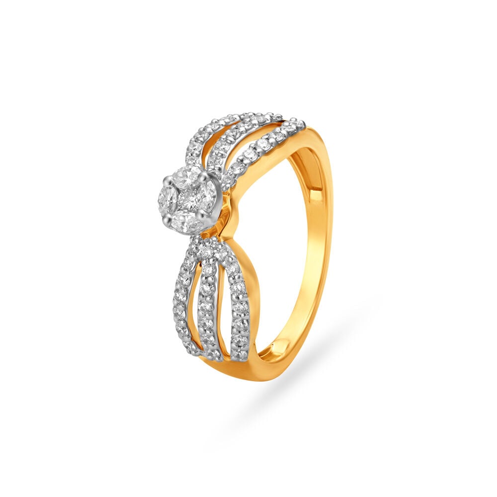 14KT Rose Gold Triangle Tango Diamond Finger Ring