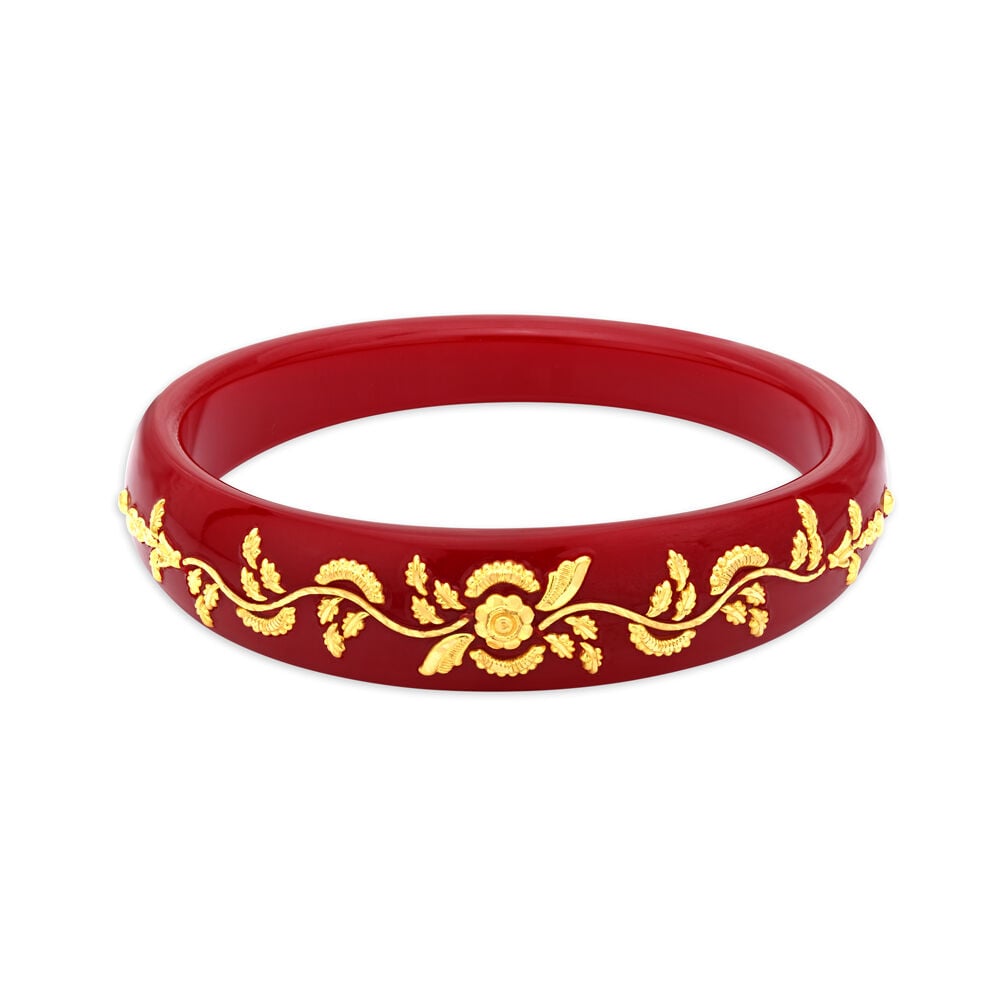 22KT Gold Chillai-mukhi Dark Black Pola Bangle - GC Dey Jewellers